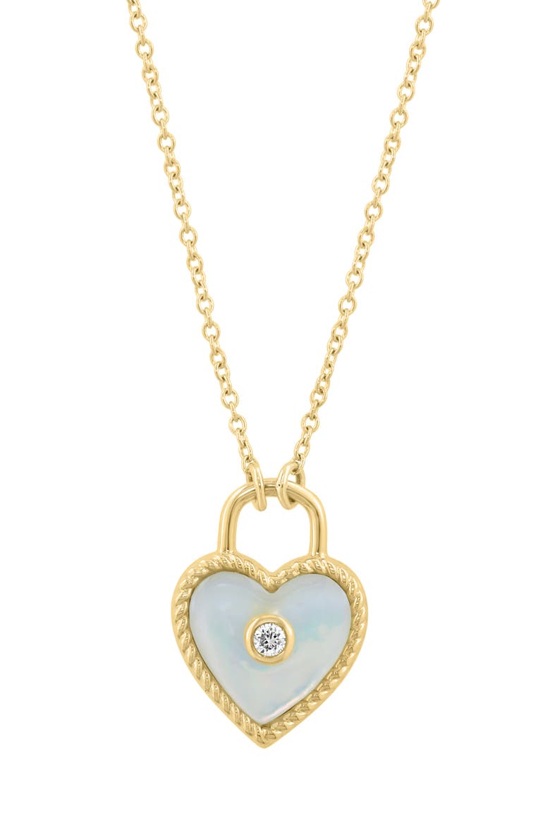 Diamond & Mother of Pearl Heart Necklace, Alternate, color, GOLD/ MOP