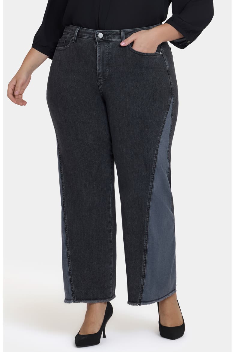Teresa Frayed Two-Tone Wide Leg Jeans, Main, color, STREET SHADE