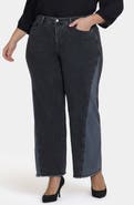 NYDJ Teresa Frayed Two-Tone Wide Leg Jeans