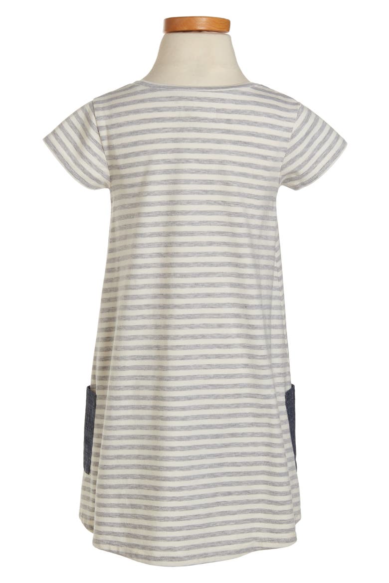 Contrast Pocket T-Shirt Dress, Main, color, GREY ASH HEATHER- IVORY