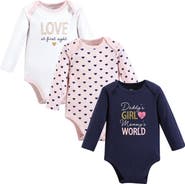 Hudson Baby Infant Breathable Cotton Long-Sleeve Bodysuit Bundle 3 Count