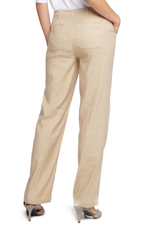 Shop Nydj Marilyn Linen Blend Straight Leg Pants In Feather