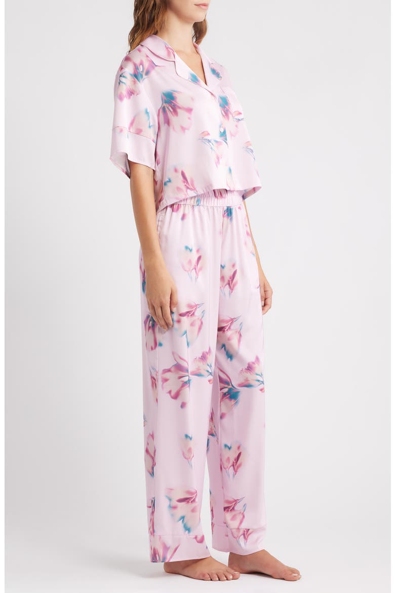 Boxy Everyday Satin Pajamas, Alternate, color, PINK SHADOW BLOOM