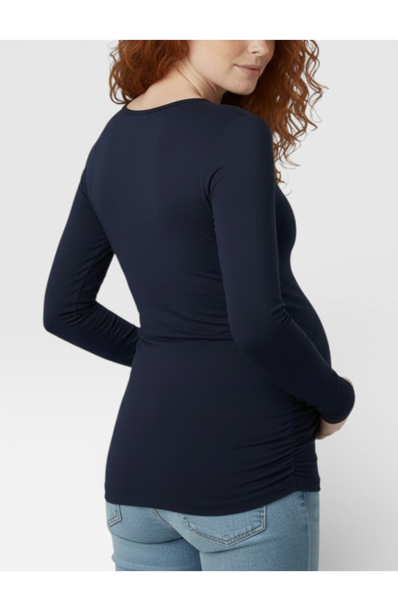 MOTHERHOOD MATERNITY Sweetheart Side-Ruched Long Sleeve Tee, Alternate, color, Peacoat