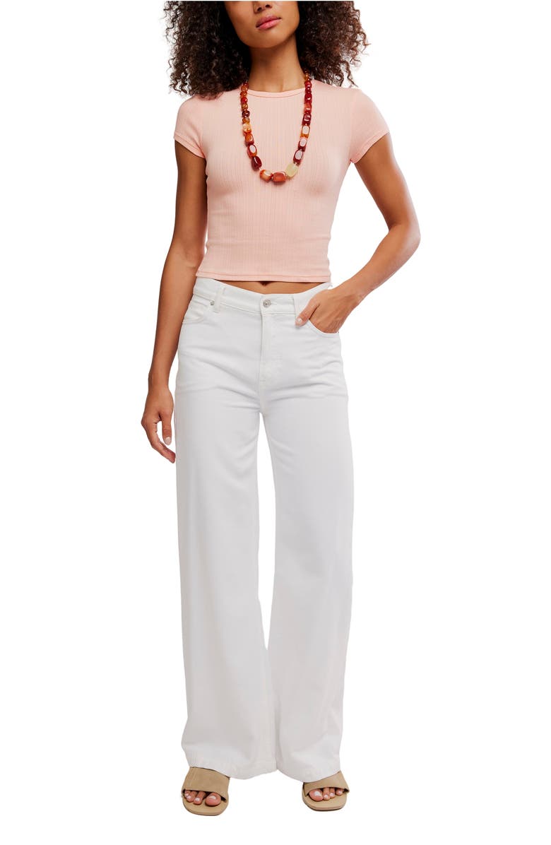 Free People Wait a Minute Rib Baby T-Shirt, Alternate, color, Tropical Peach