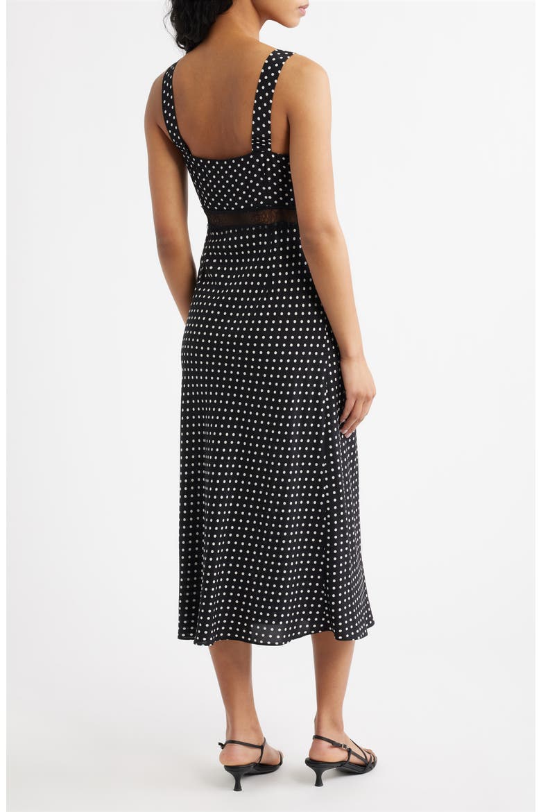 Kennedy Eyelash Lace Trim Midi Slipdress, Alternate, color, BLACK WHITE