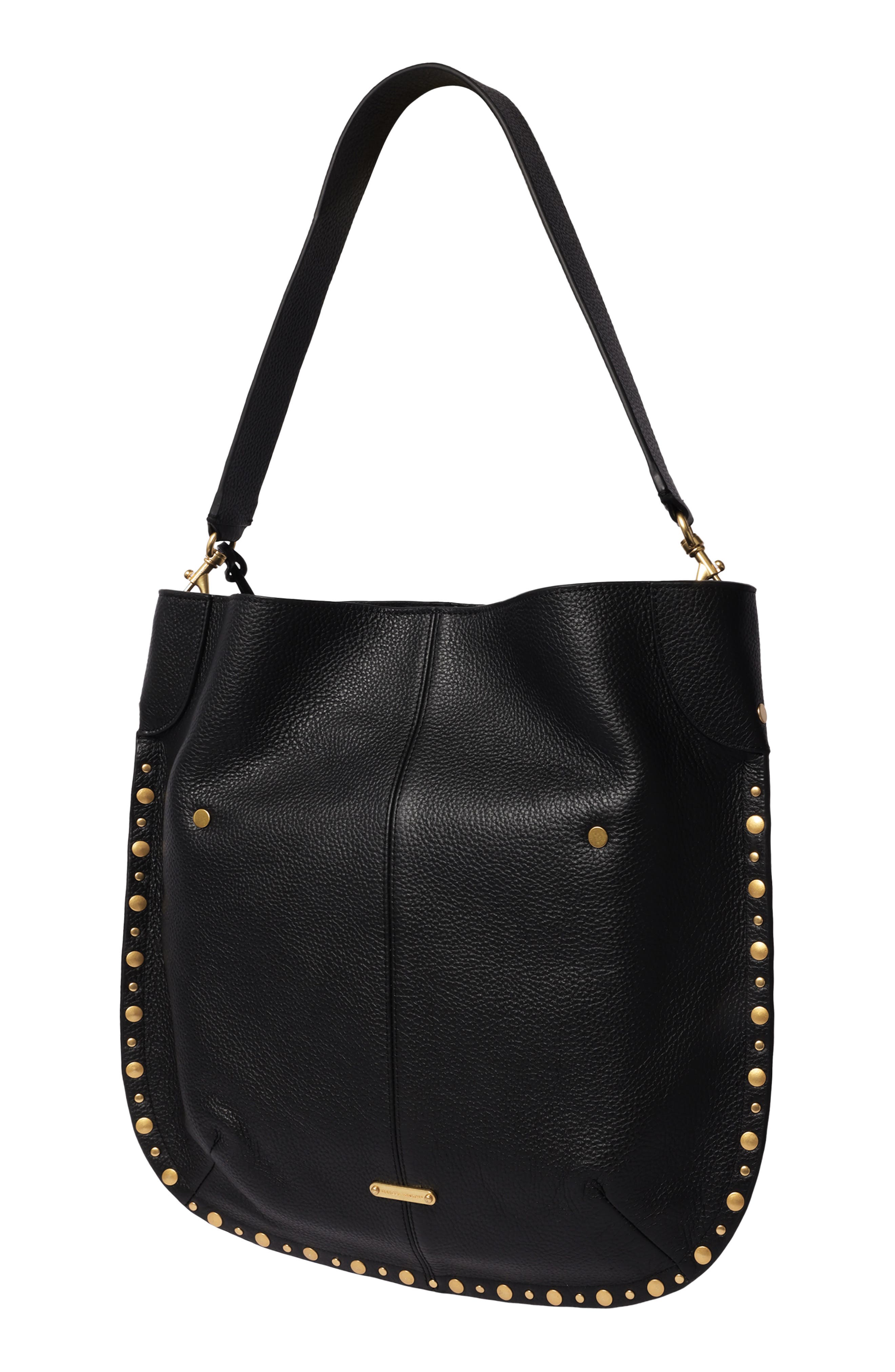 Slim Darren Stud & Tiger's Eye Embellished Hobo Bag, Alternate, color, BLACK