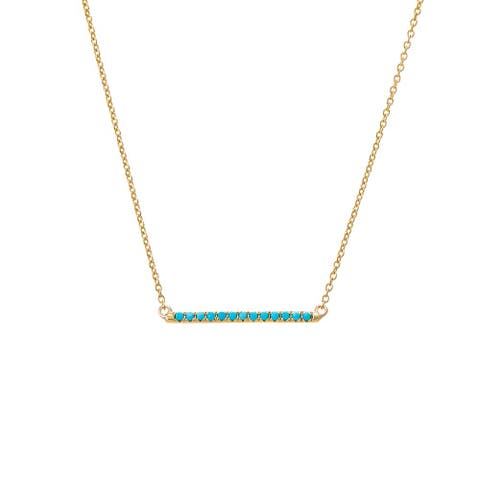 Turquoise Bar Pendant Necklace 14K