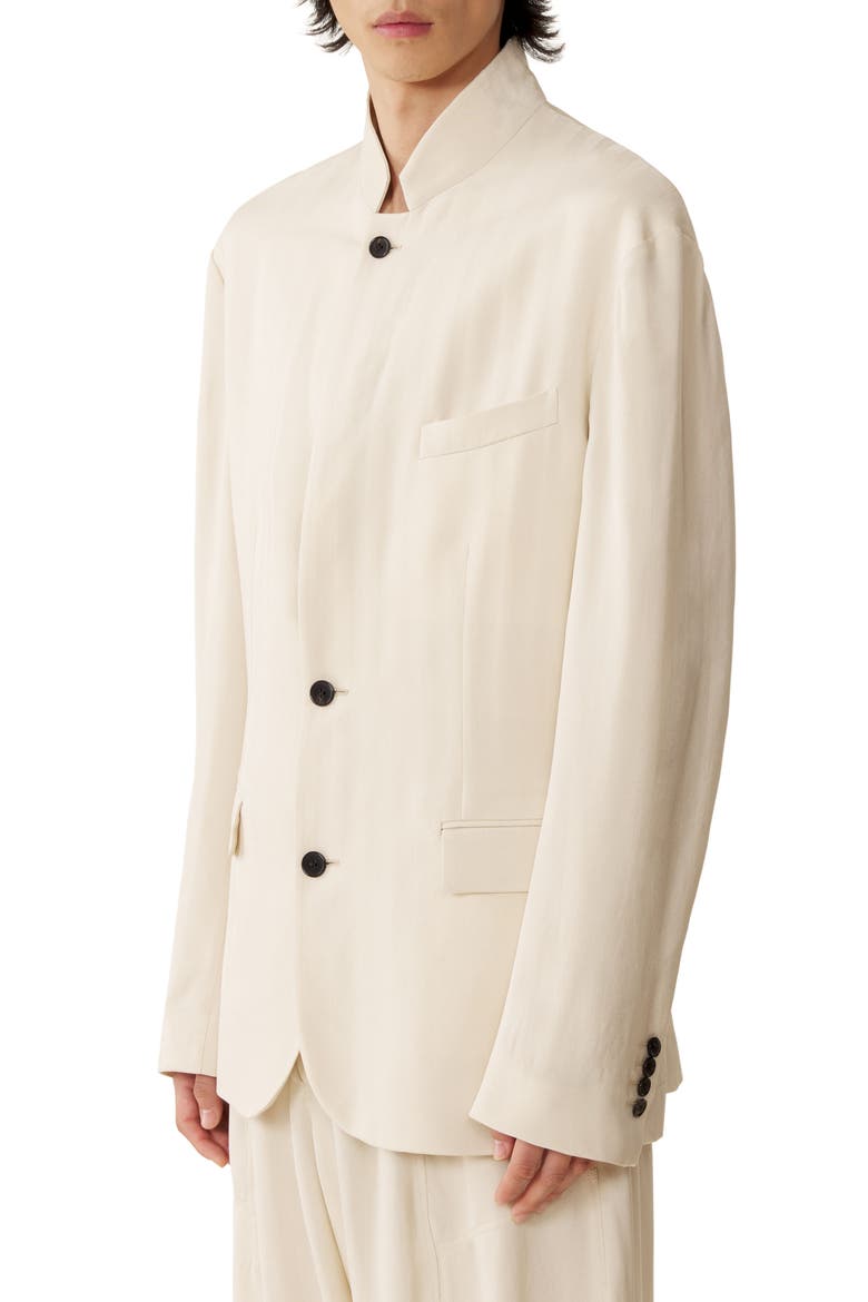 Viscose Jacket With Stand-Up Collar, Alternate, color, Milk