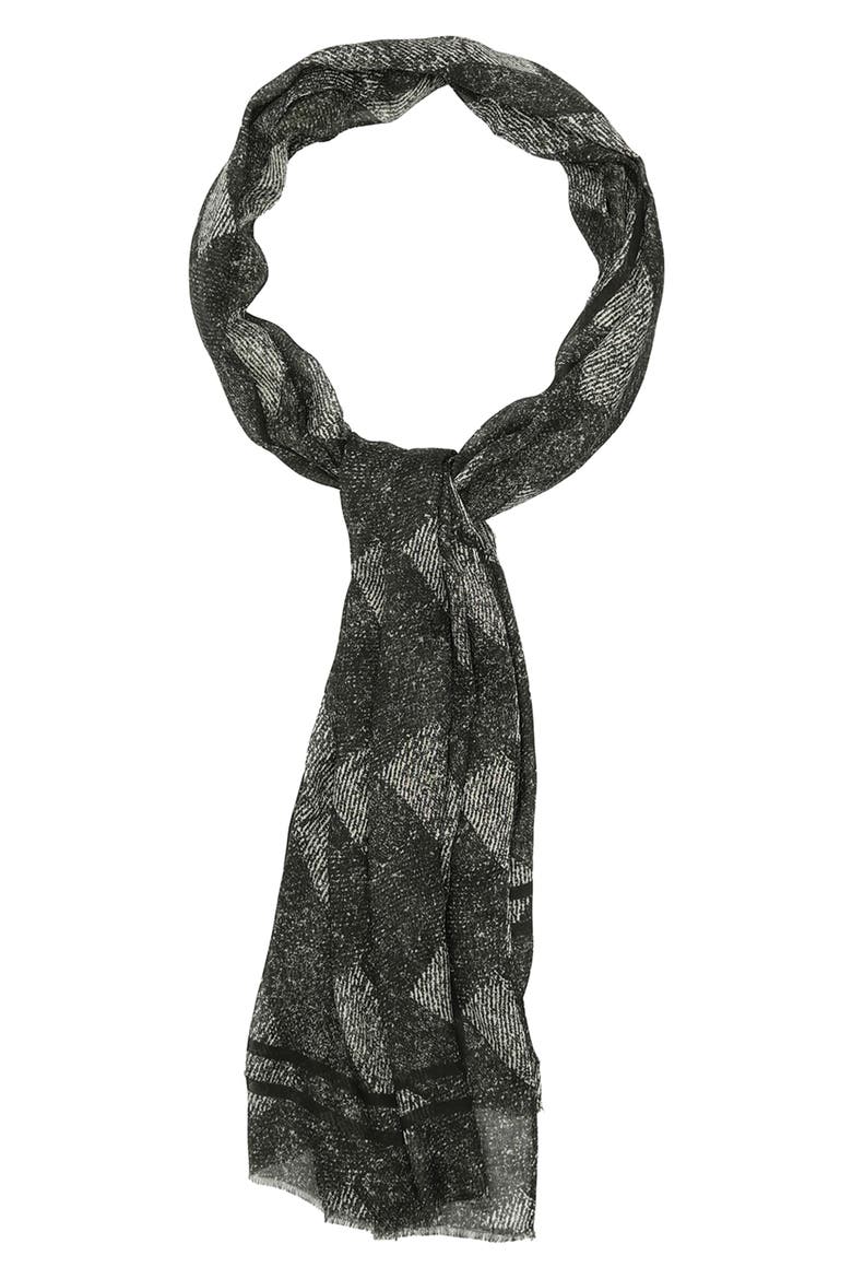 Denim Print Oblong Scarf, Alternate, color, WASHED BLACK