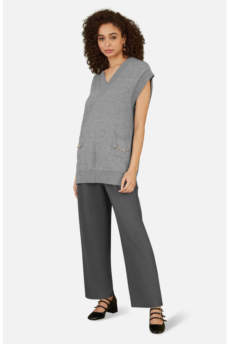 Knitted V-Neck Vest Tunic, Alternate, color, Grey