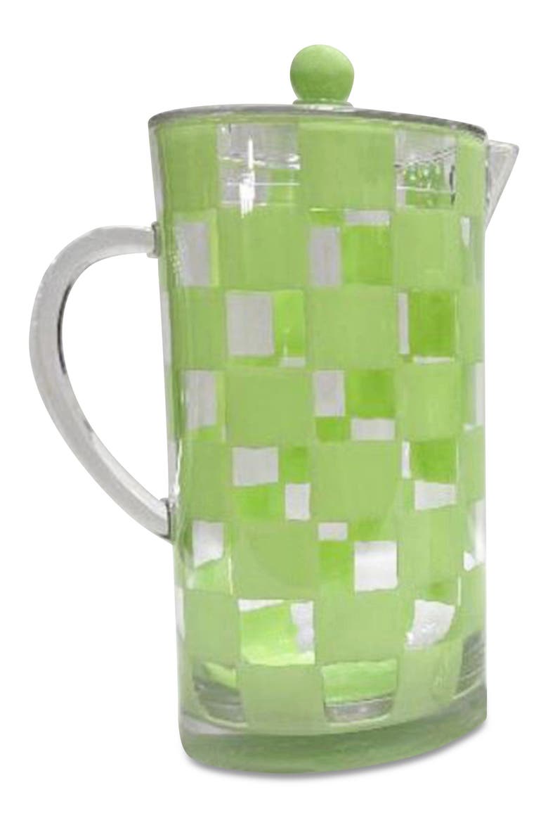 Green Check Acrylic Pitcher, Main, color, GREEN