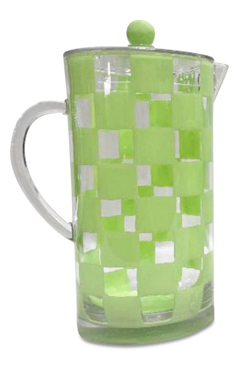 MACKENZIE CHILDS Green Check Acrylic Pitcher, Main, color, Green