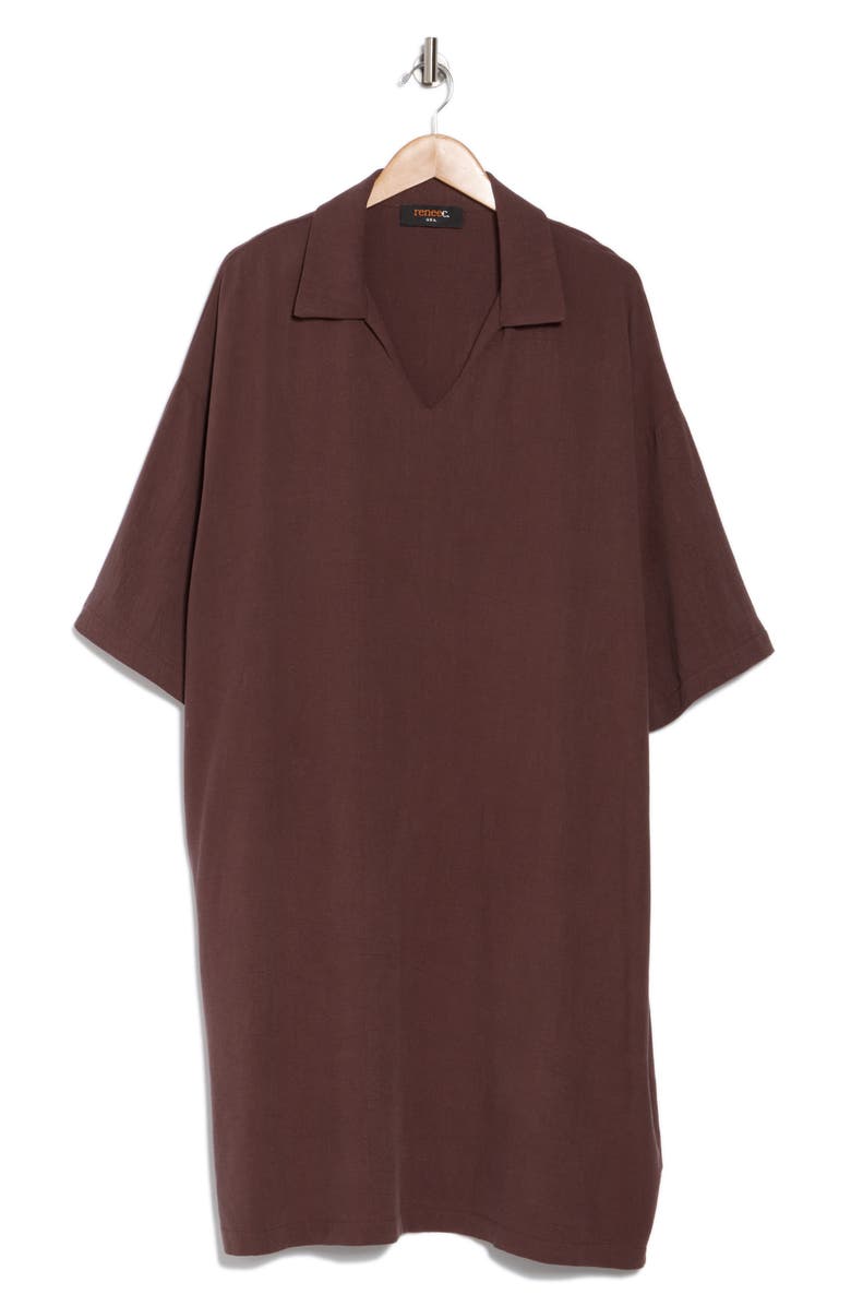 Renee C Johnny Collar Shift Dress, Alternate, color, Mocha
