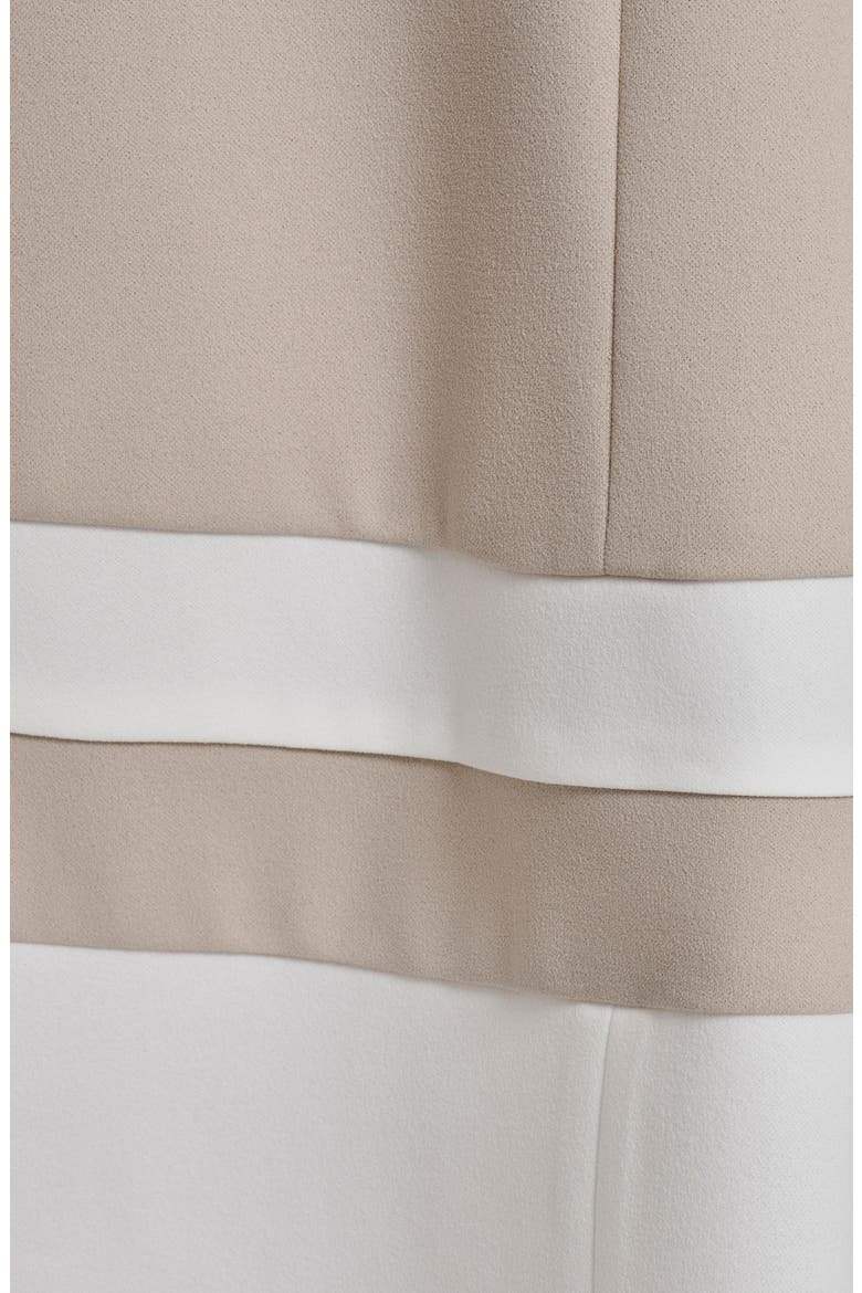 Scuba Crepe Fit & Flare Midi Dress, Alternate, color, KHAKI/ IVORY