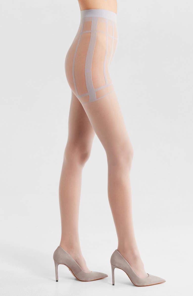 Nordstrom Sheer Corset Stripe Tights, Alternate, color, Grey Dapple