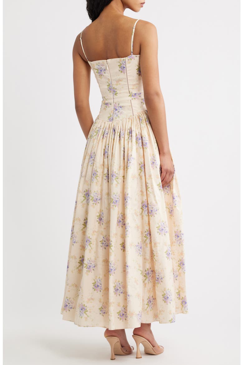 Ysabella Floral Stretch Cotton Maxi Sundress, Alternate, color, IVORY SWEET PEONY