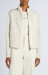 Moncler Quilted Down & Virgin Wool Knit Cardigan