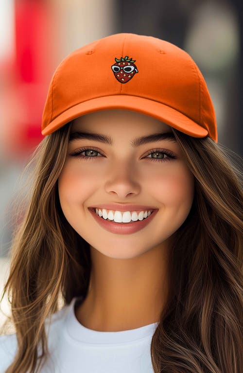 Dalix Strawberry Embroidered Casual Cap In Orange