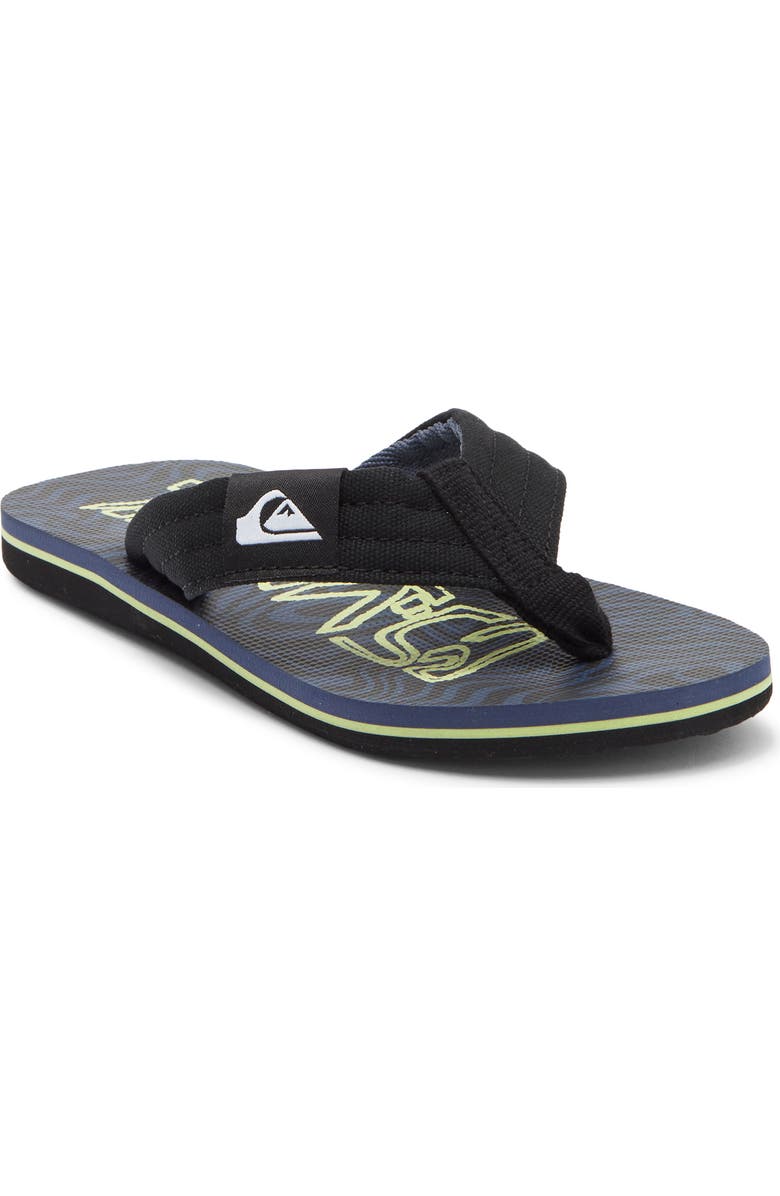 Quiksilver Kids' Molokai Layback II Flip Flop, Main, color, Black/ Green/ Dark Blue