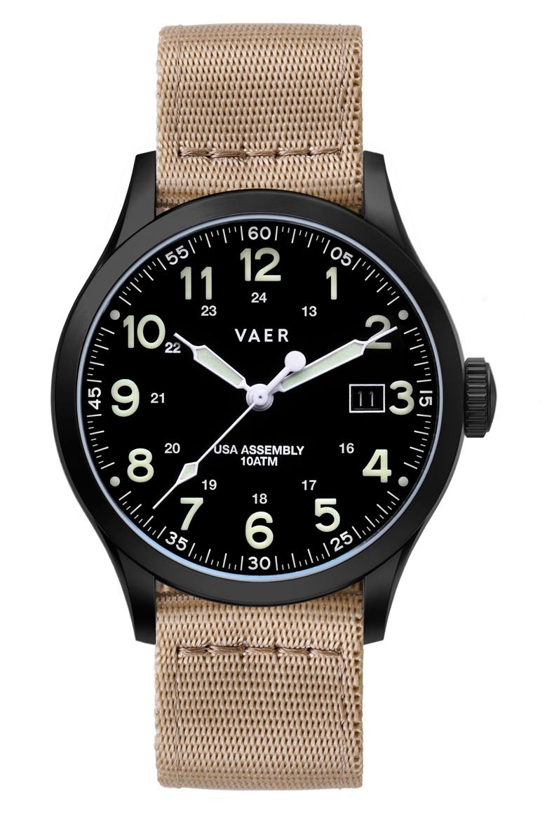 C5 Tactical Field Solar Watch, 40mm, Main, color, BLACK
