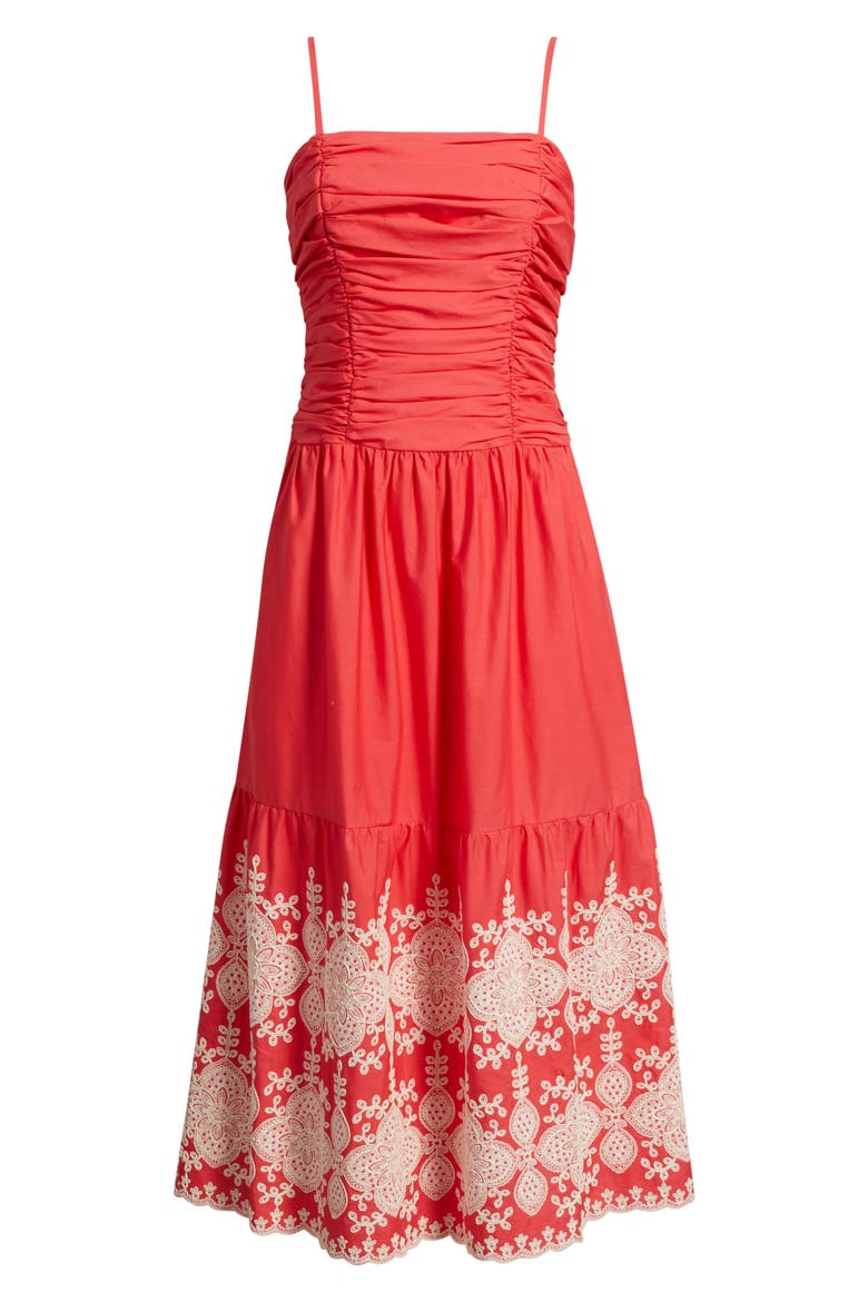 Ruched Bodice Sleeveless Maxi Dress, Alternate, color, CORAL