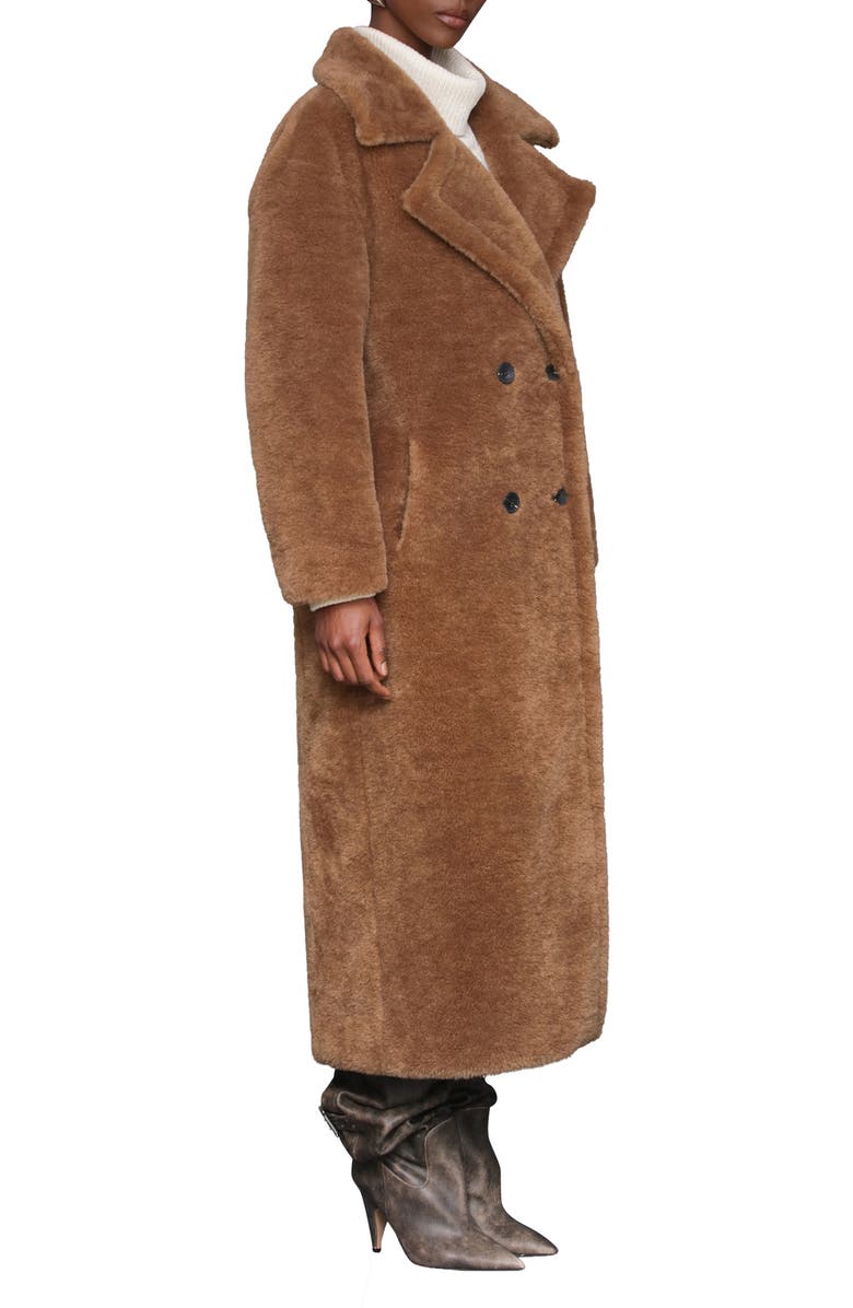 Avec Les Filles Double Breasted Oversized Faux Fur Maxi Coat, Alternate, color, Teddy