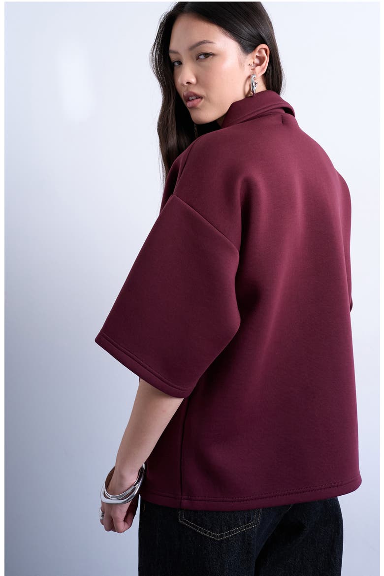 Oversize Polo, Alternate, color, BURGUNDY