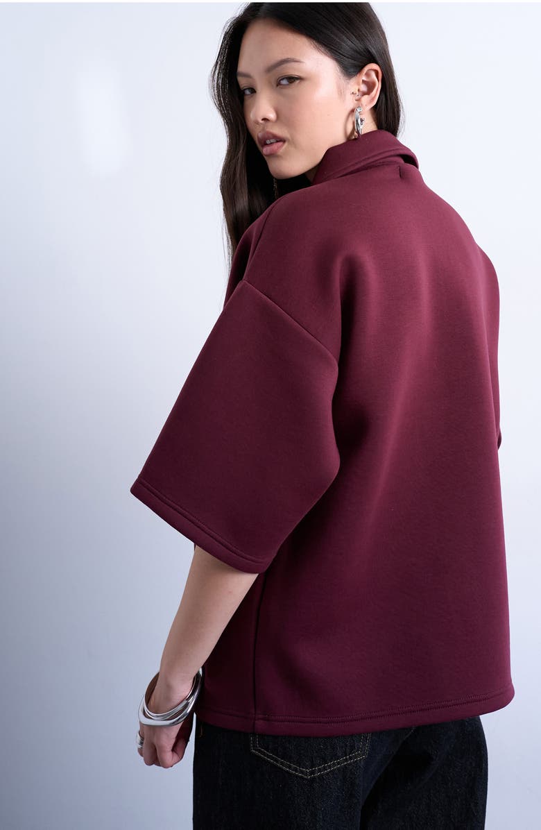 Topshop Oversize Polo, Alternate, color, Burgundy