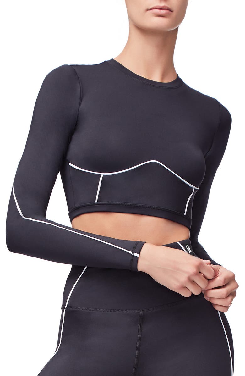 Good American Piped Crop Top, Main, color, 