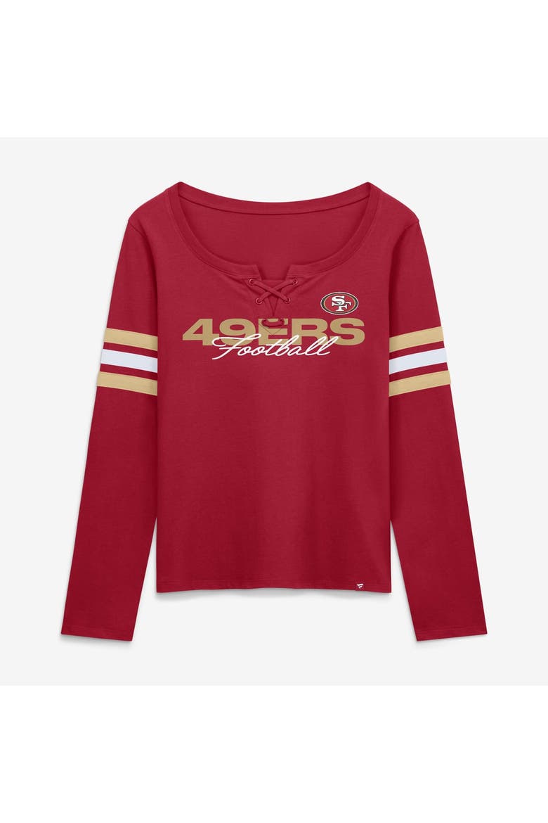 Women's Fanatics  Scarlet San Francisco 49ers Team First Coverage Scheme Lace-Up Long Sleeve T-Shirt, Main, color, Scarlet