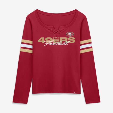 Women's Fanatics  Scarlet San Francisco 49ers Team First Coverage Scheme Lace-Up Long Sleeve T-Shirt