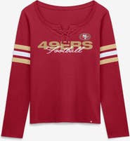FANATICS Women's Fanatics Scarlet San Francisco 49ers Team First Coverage Scheme Lace-Up Long Sleeve T-Shirt