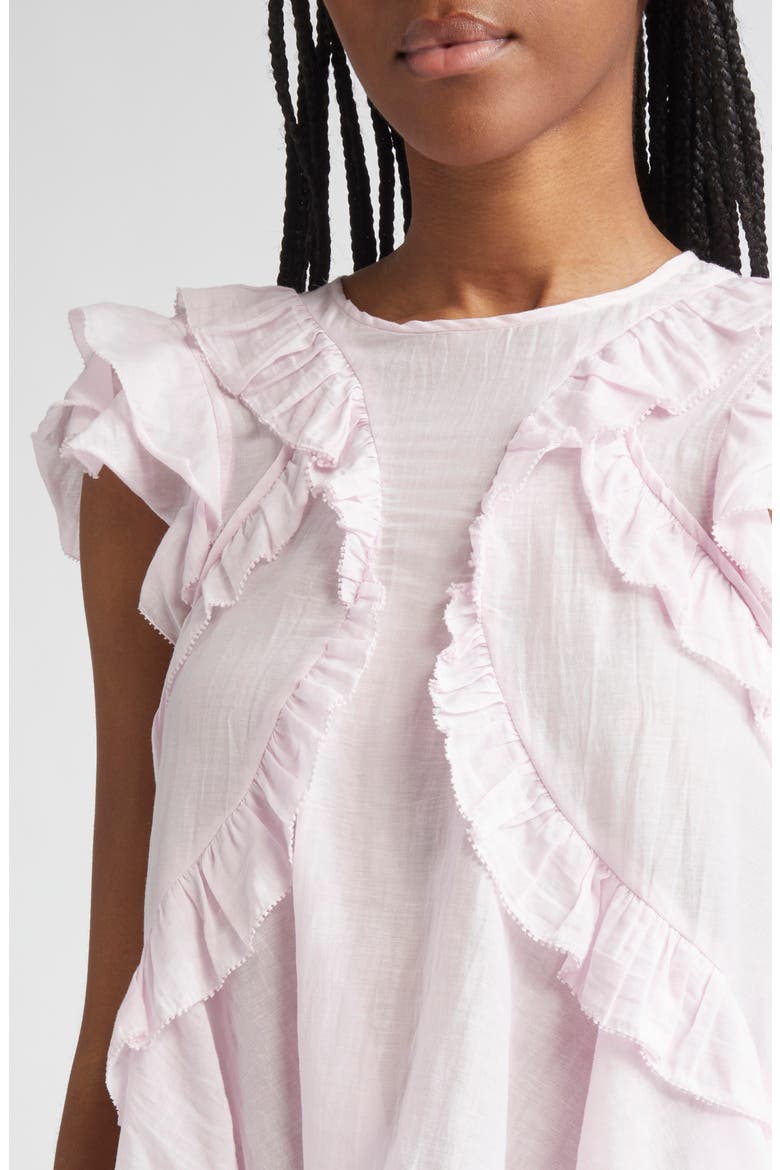 Nalou Ruffle Detail Sleeveless Cotton Blend Top, Alternate, color, LIGHT PINK