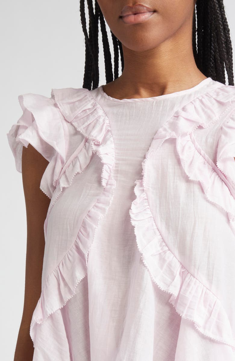 Isabel Marant Étoile Nalou Ruffle Detail Sleeveless Cotton Blend Top, Alternate, color, Light Pink