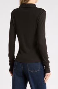 Vince Ribbed Long Sleeve Polo