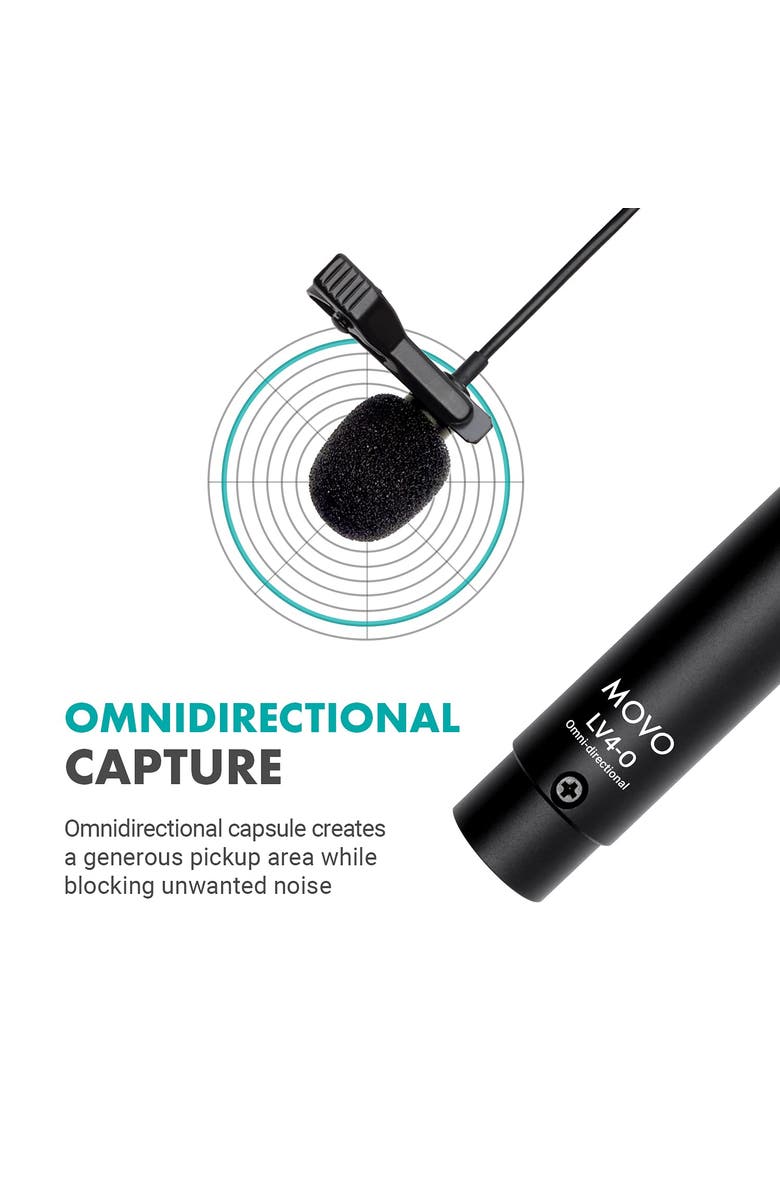 MOVO LV4-O2 Omnidirectional Lavalier Mic Set - XLR Phantom Powered, Alternate, color, Black