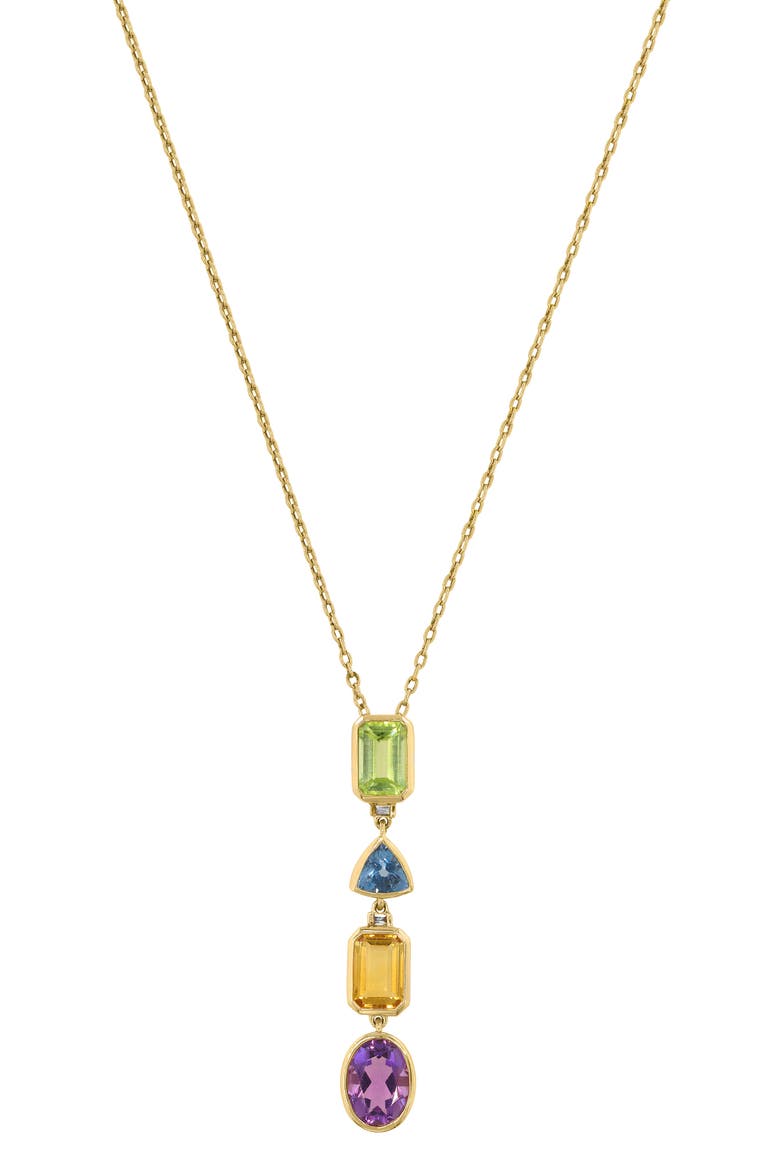 Semiprecious Stone & Diamond Y-Necklace, Main, color, GOLD MULTI