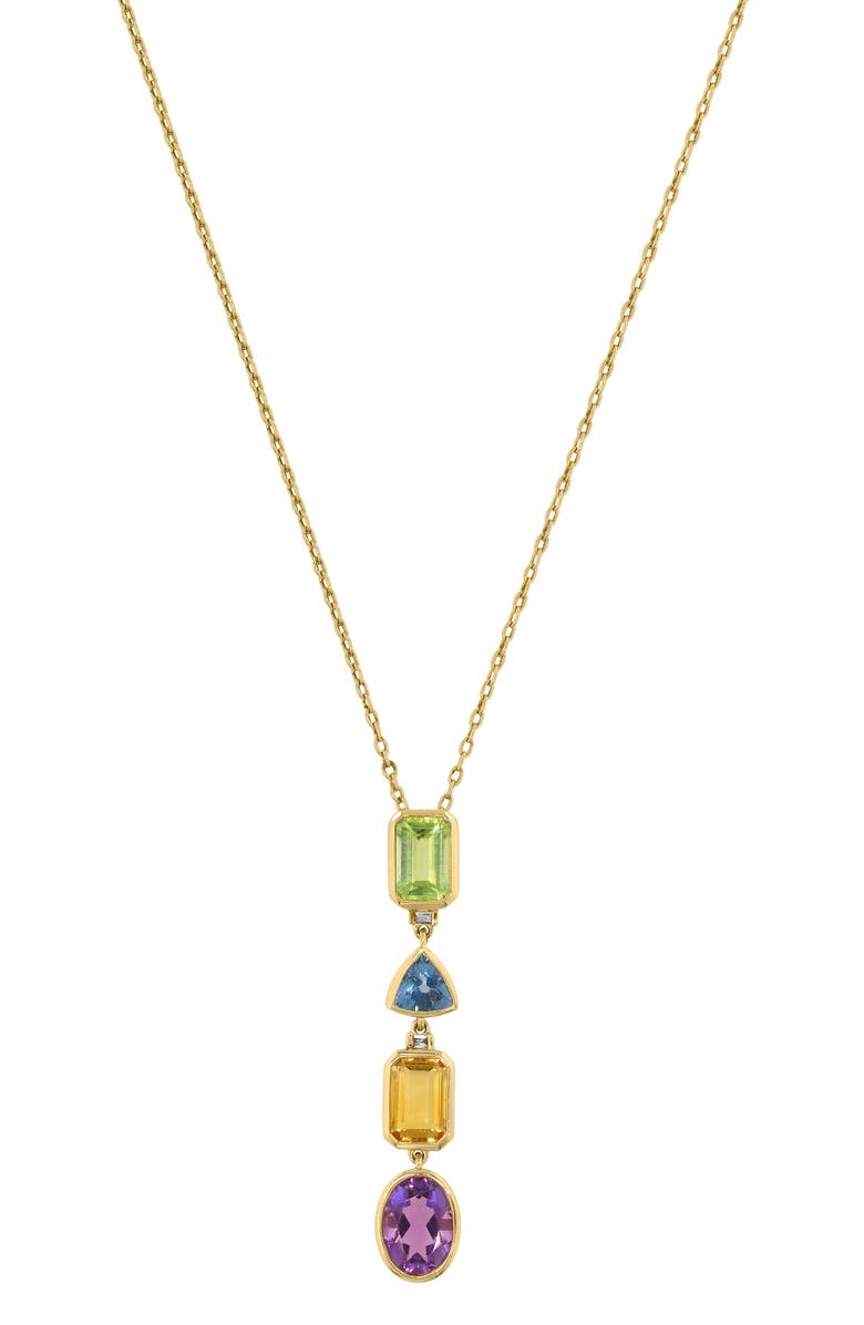 EFFY Semiprecious Stone & Diamond Y-Necklace, Main, color, Gold Multi