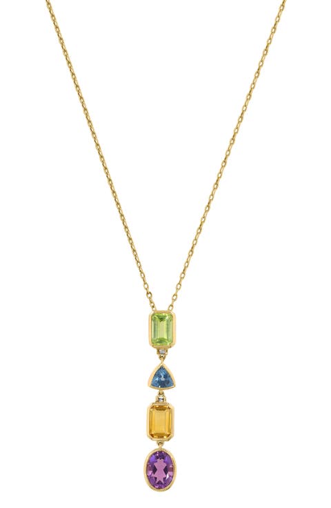 Semiprecious Stone & Diamond Y-Necklace