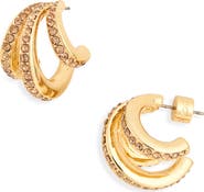 Kurt Geiger London Pavé Crystal Triple Huggie Hoop Earrings