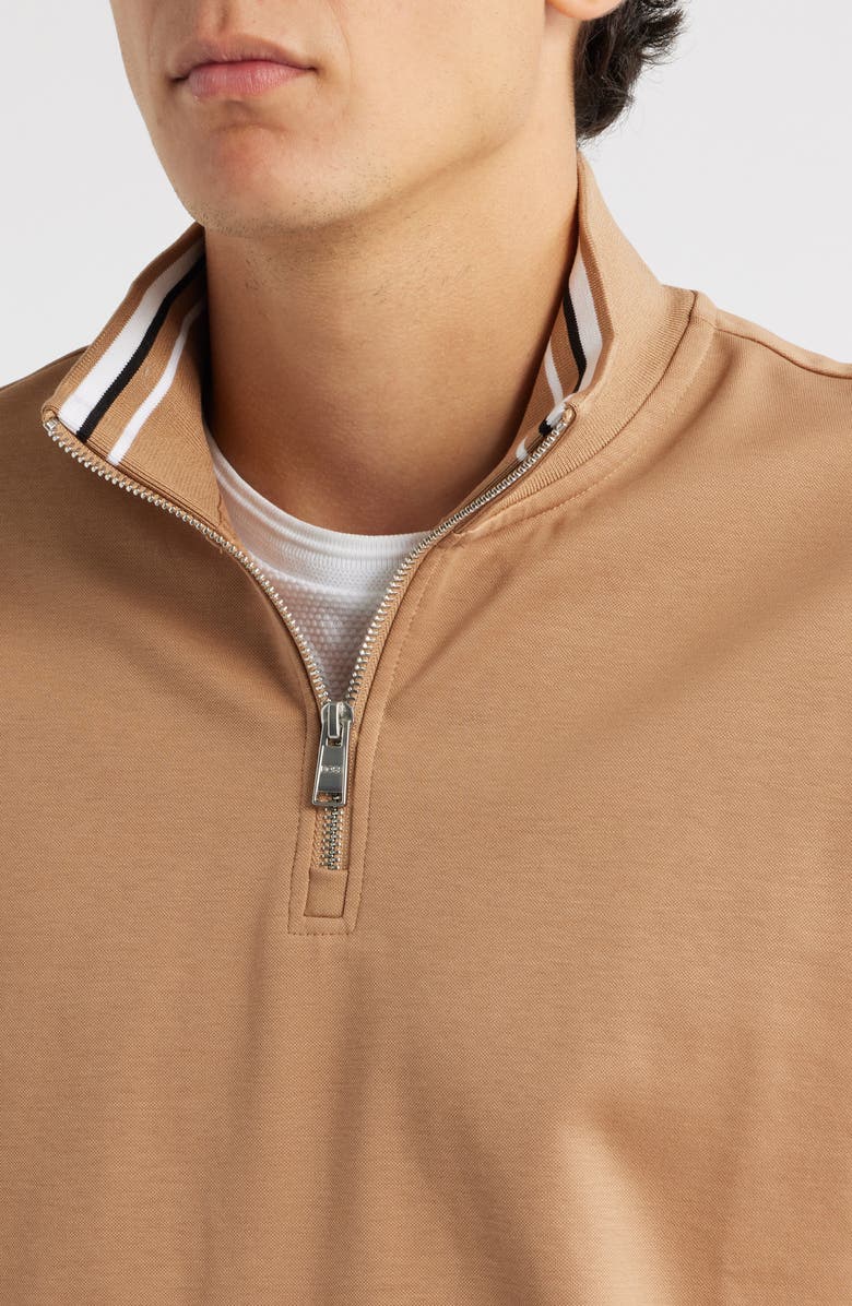 BOSS Stimmann Half Zip Top, Alternate, color, Medium Beige