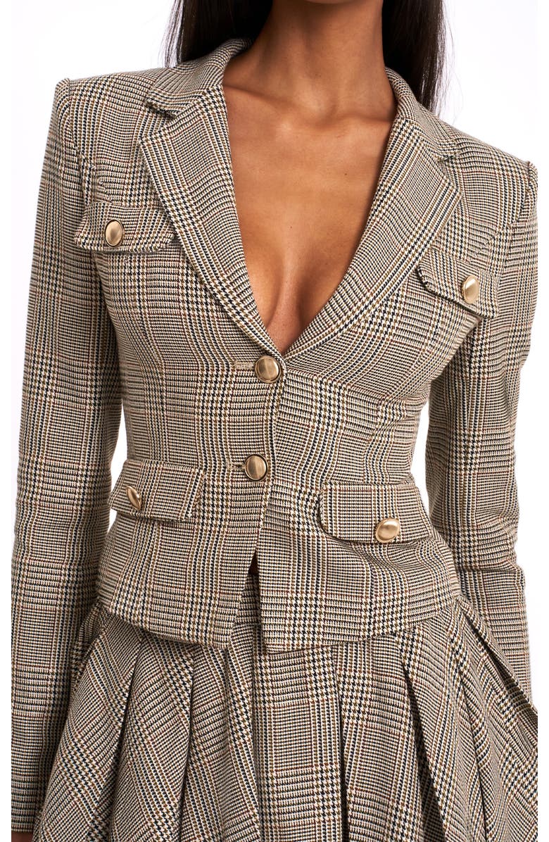 Miss Circle Oakley Long Sleeve Tailored Blazer Jacket, Alternate, color, Brown