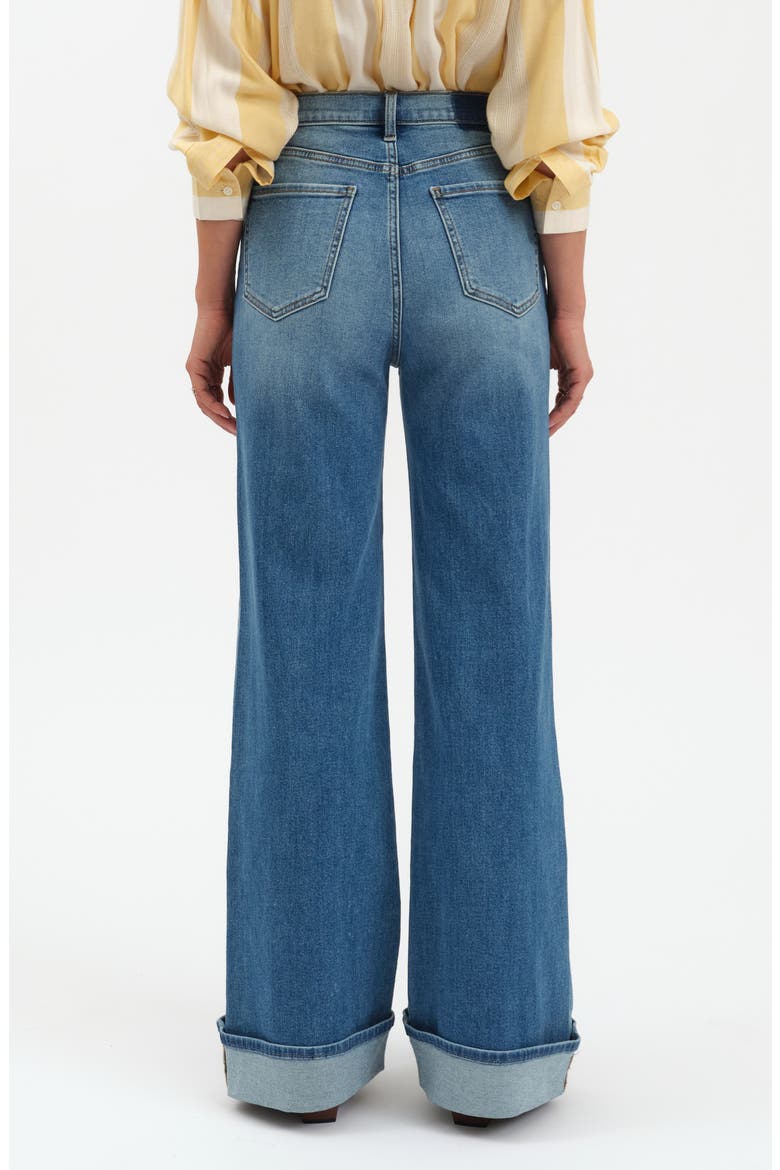 Far Out Cuffed High Waist Wide Leg Jeans, Alternate, color, BIG BREAK
