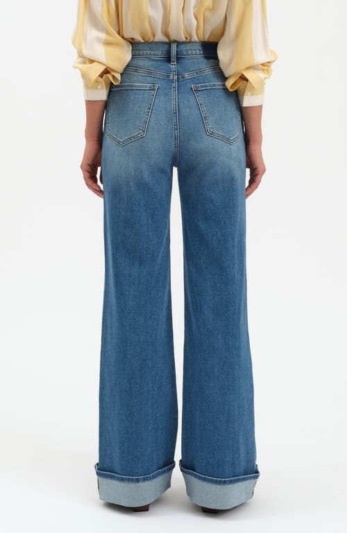 Daze Far Out Cuffed High Waist Wide Leg Jeans In Blue