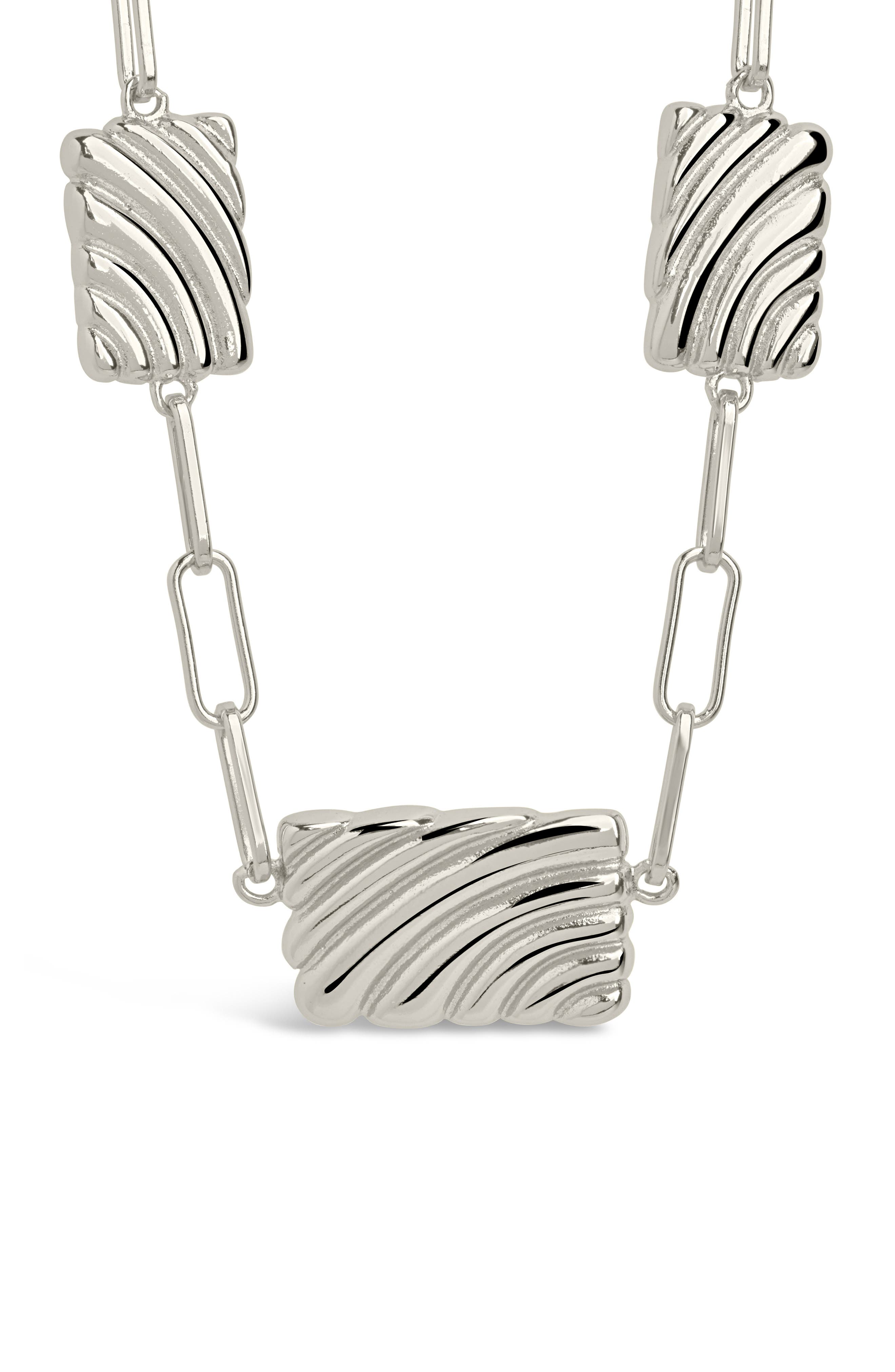 Sterling Forever Hayde Triple Textured Charm Necklace