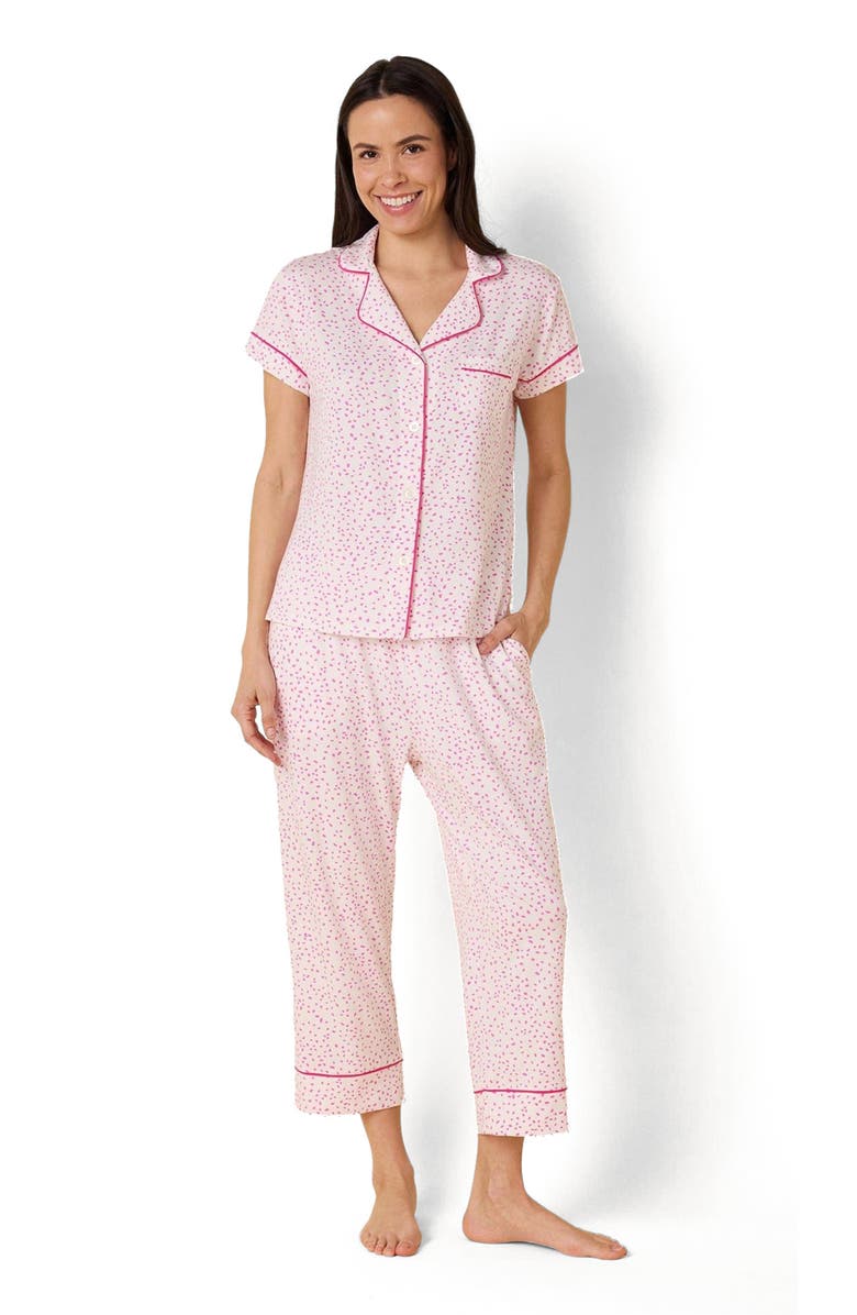The Cat's Pajamas Pima Knit Capri Set Novelty, Main, color, Confetti Dot Orchid