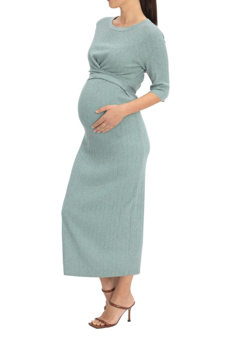 Angel Maternity Knit Midi Maternity/Nursing Dress, Alternate, color, Green