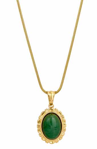 SAVVY CIE JEWELS Bold Aventurine Pendant Necklace