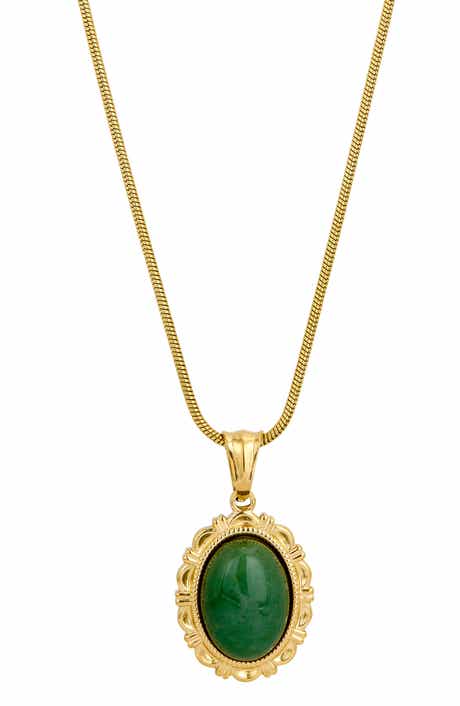 SAVVY CIE JEWELS Bold Aventurine Pendant Necklace
